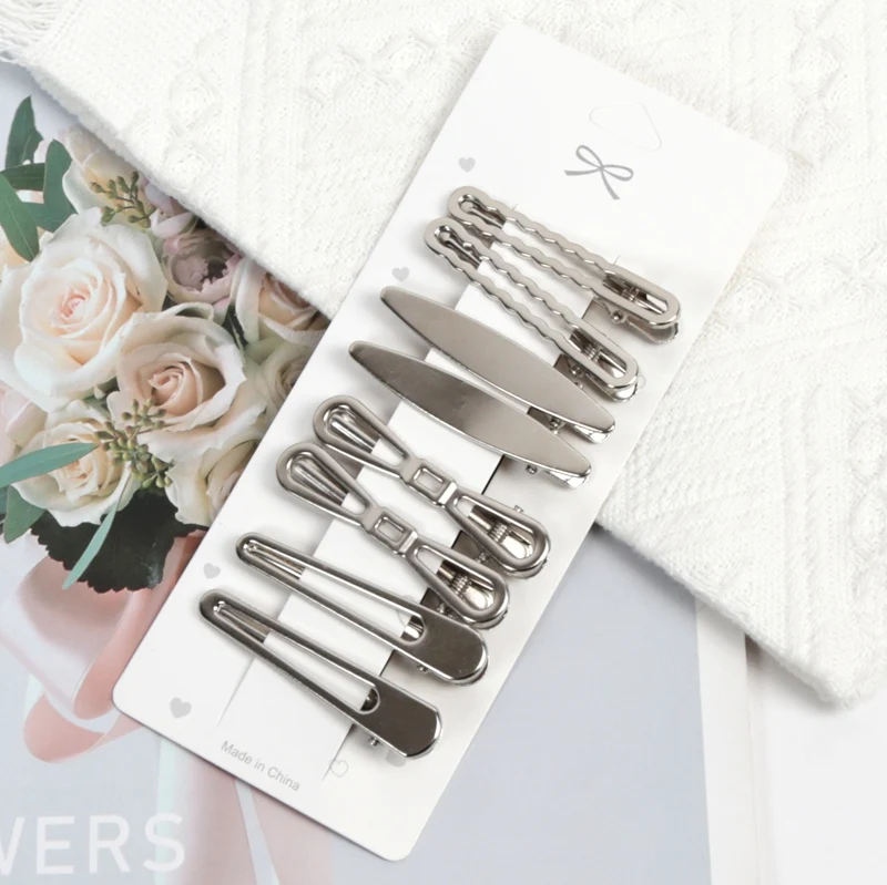 Silberfarbene Metall-Haarspangen für Frauen Y2K Entenschnabel-Haarnadeln Persönliche Kopfbedeckung Haarklammern Styling-Accessoires für Mädchen