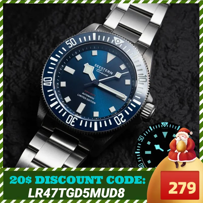 2023 SEESTERN Fashion Watch of Men Titanium Diving  Automatic Mechanical Wristwatch ST2130 Movement 20Bar Waterproof Super Lume