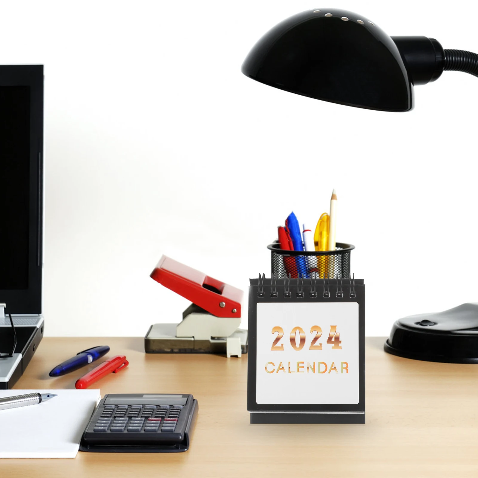 

Free Standing 2024 Desktop Desk Calendar Simple Style Mini Portable Calendar for Office Home School Daily Planning Tabletop