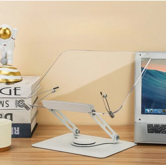 360 ° Nuevo soporte de lectura acrílico ajustable en altura, soporte de lectura transparente, soporte para libros, soporte para libros, soporte para tableta y Pc portátil.