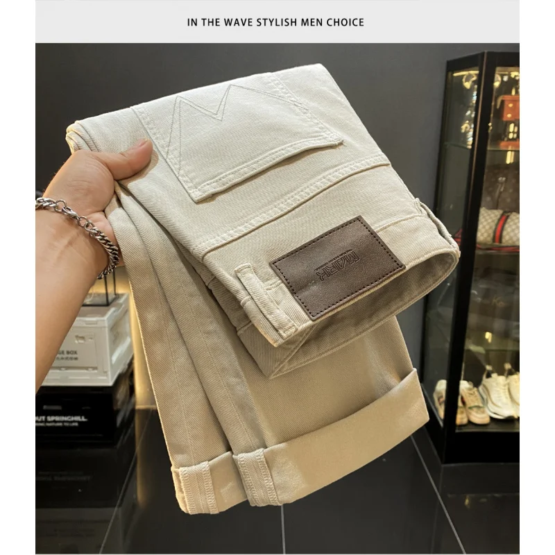 

Jeans Men Autumn Vintage loose straight-leg Streetwear fashion Korean Style Solid Casual Pants