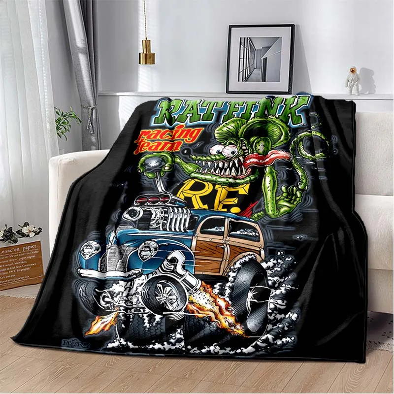 

3D Tales of the Rat Fink Anime Blanket Picnic Blanket Flannel Soft and Comfortable Home Travel Blanket Birthday Gift bedspread