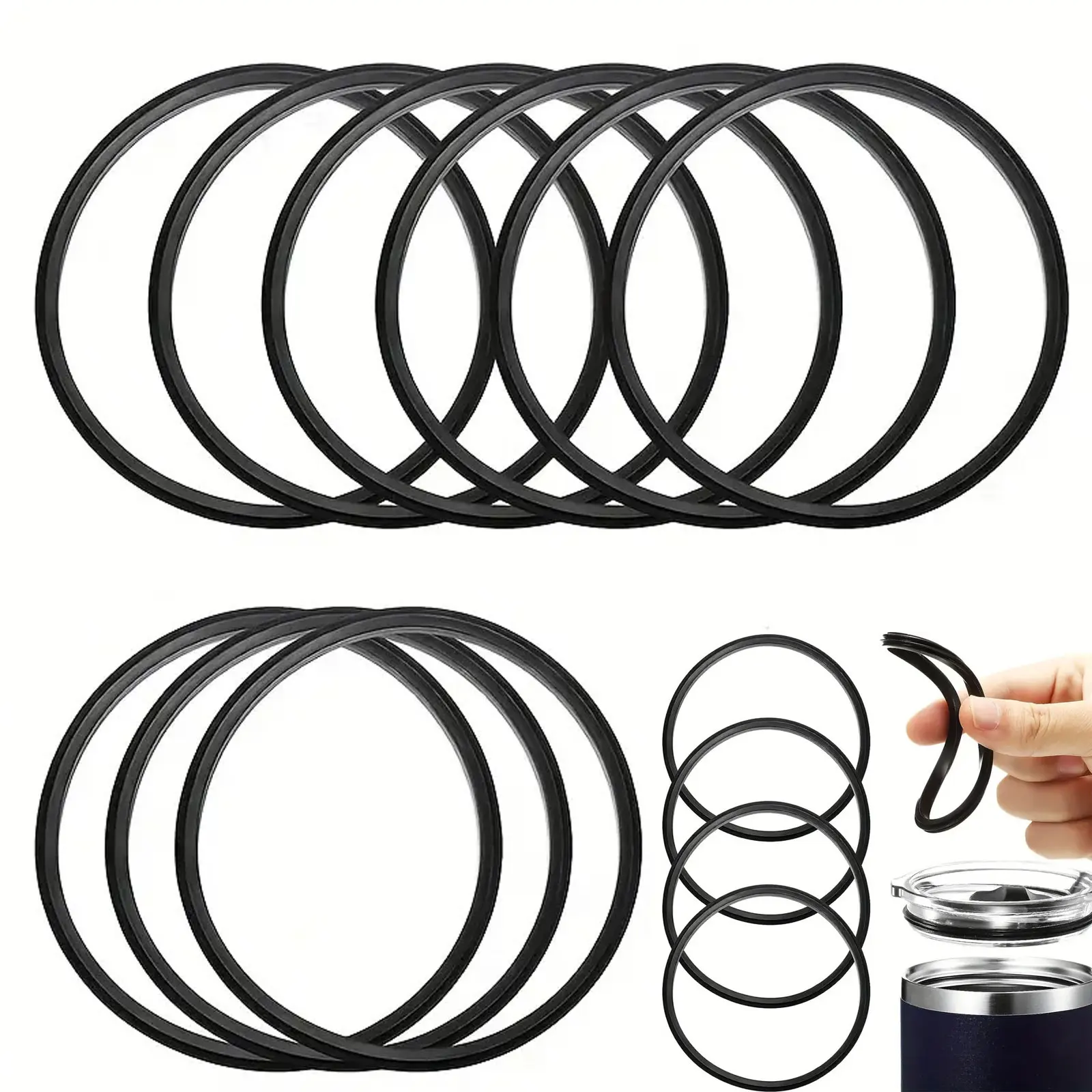 8Pcs Ring Gasket Waterproof Washer Food Grade Silicone O Ring for 6/20 Oz Insulated Vacuum Cup Stainless Steel Tumbler Bottles