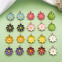 20pcs 13*16mm Enamel Flower Charms Alloy Small Daisy Design Pendants For DIY Bracelet Necklace Jewelry Making Accessories