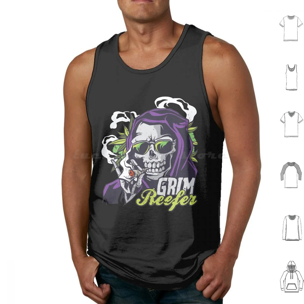 

Grim Reefer Tank Tops Vest Sleeveless Weed 420 Thc Joint Smoke Pot Stoner Ganja High Blunt Bong Drugs Green Stoned Kush Dabs