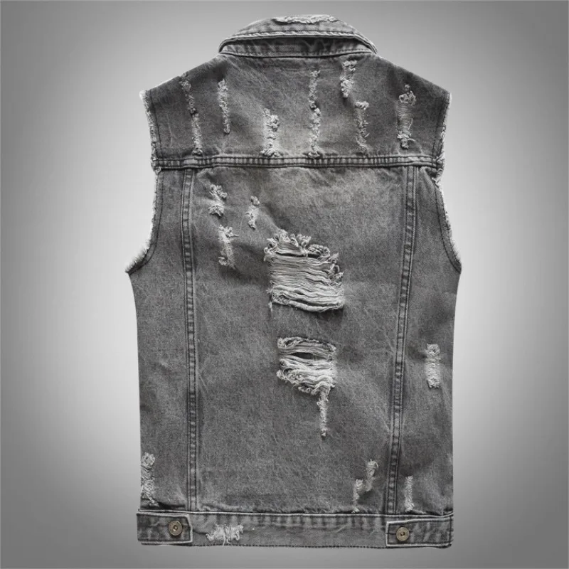 Gilet di jeans da uomo primavera estate e autunno grigio versione coreana locomotiva di grandi dimensioni commercio estero gilet casual gilet alla moda