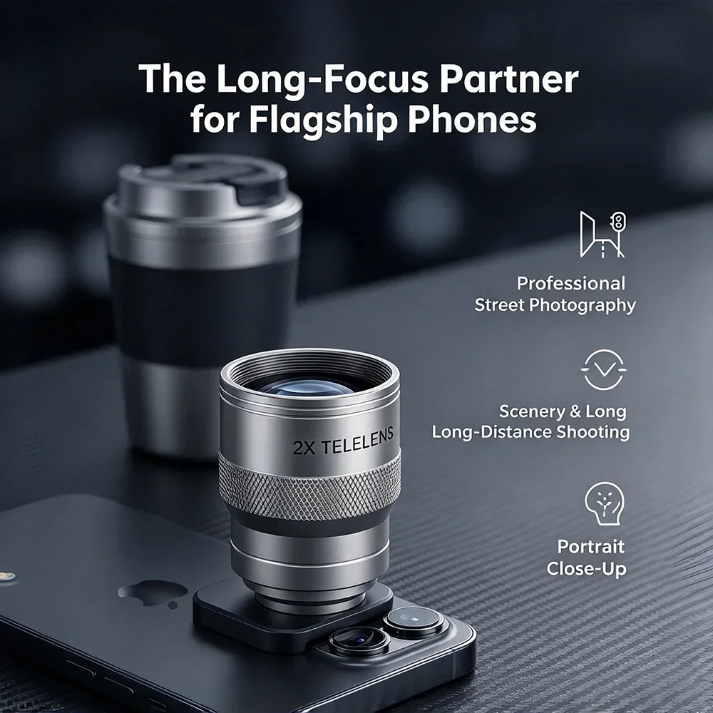 2X Optical Zoom Mobile Phone Telephoto Lens Multi-layer Coating Universal Portable Phone Camera Lens for Travel Content Creators