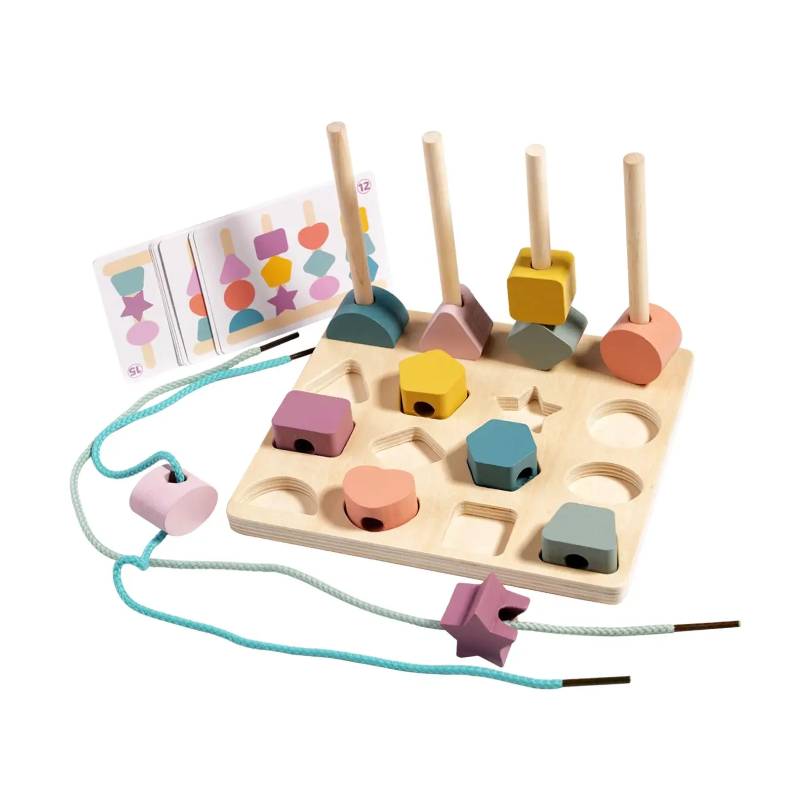 Beads Sequencing Toy, Color Cognition, Sorting Counting Threading Blocks Lacing