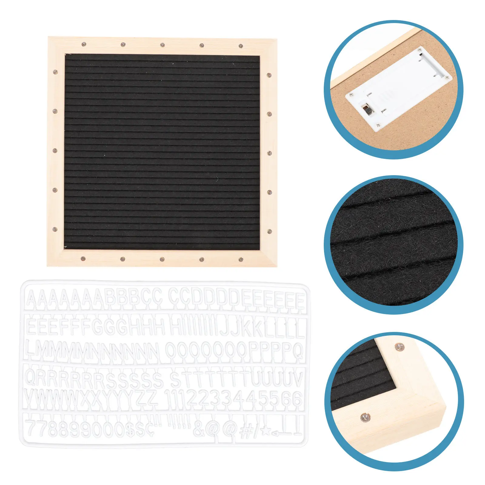 1Set LED Message Board Natural Wooden Standing Letter Board Creative Reusable Message Sign for Home Game Office Decoration