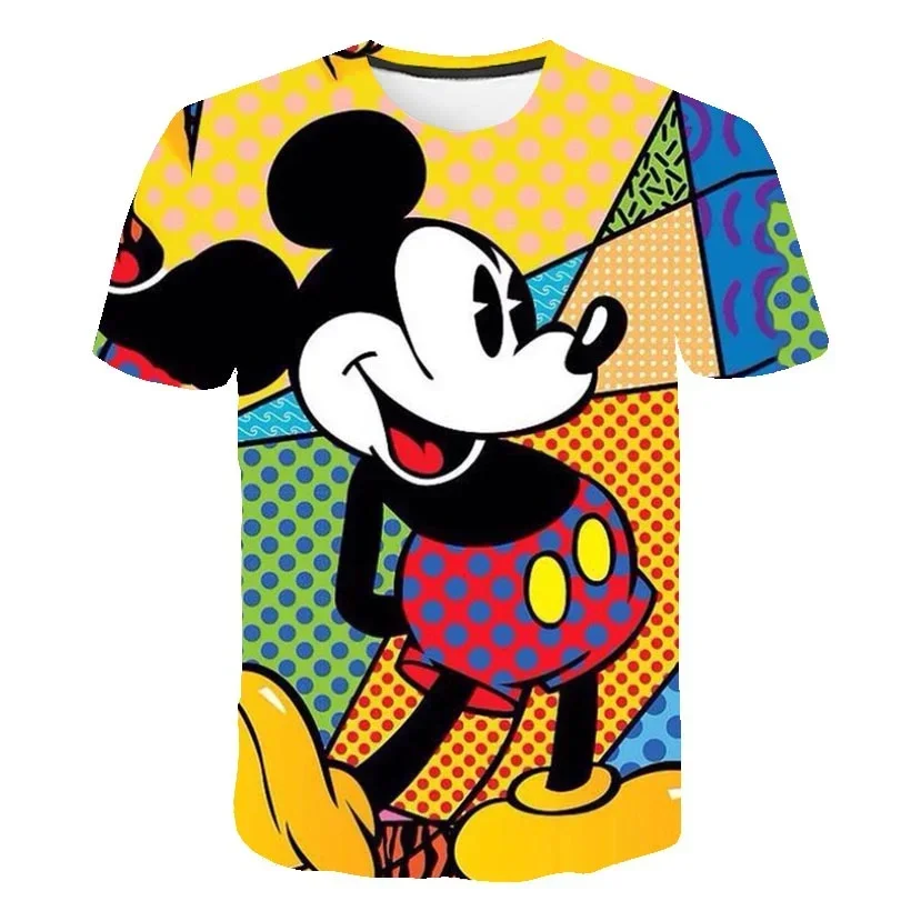 

2024 Summer Disney Mickey Mouse T-shirts Boys Girls Tees Tops Disney Kids Short Fashion Casual T Shirts 4-14 Years