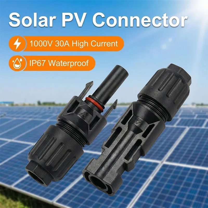 

Solar Pv Module Waterproof Connector Male Female Plug Pv Connector Module Head Solar Pv Connector Battery 1000v 30a
