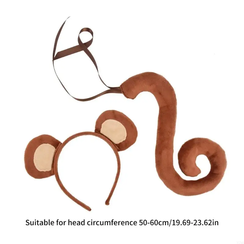 N7YF – costumes singe en peluche, queue d'oreille singe, Costume fantaisie d'animal pour enfants