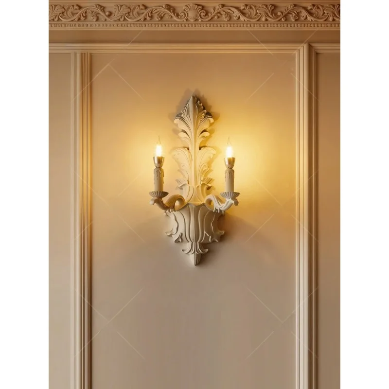 New French Wall Lamp Cream Style Living Room Background Wall Carved Lamp Original Retro Luxurious And High-End Bedroom Art Lamp
