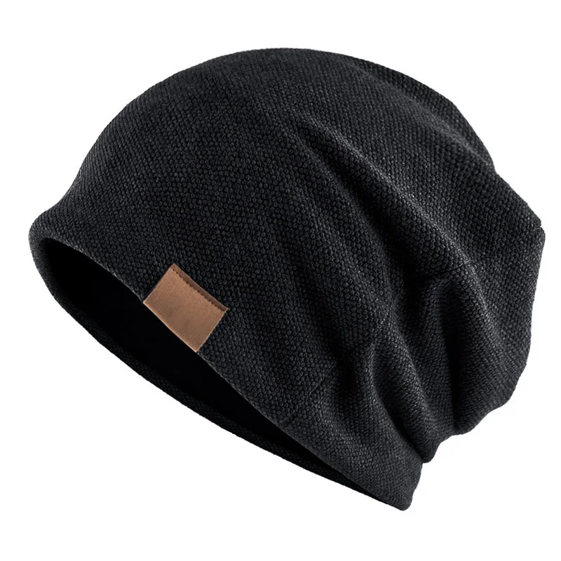 Unisex Autumn Winter Warm Beanies Hat Solid Color Baggy Slouchy Fordable Skullies Hat For Men Women Outdoor Cold-proof Bonnet