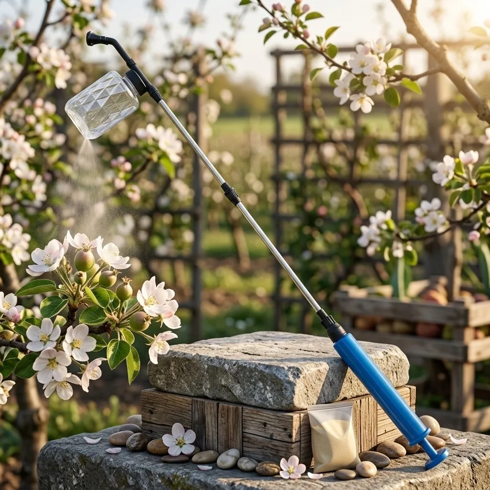 500ml Diatomaceous Dust Dispenser for Fruit Tree Pollination Garden Pest Control Powder Applicator Plastic Blue Black