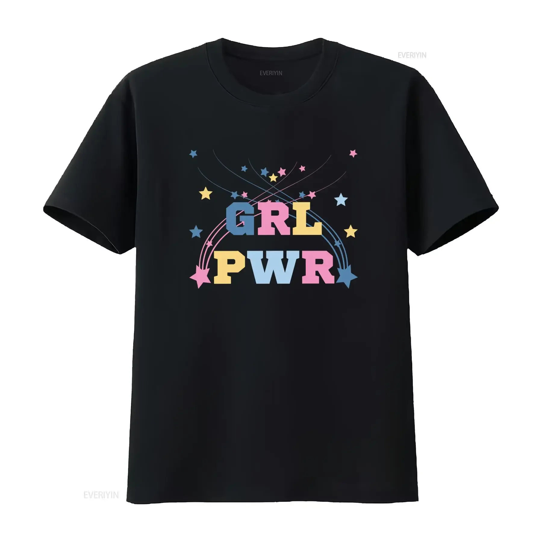Camiseta Grl Pwr Girl Power, inspiradora, linda, divertida, para mamá, poderosa, vintage, con gráfico lavado, ropa de diseñador transpirable, suave