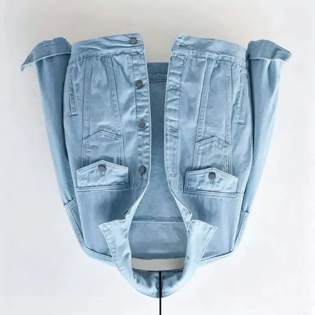 2026 Cropped Denim Jacket European And American Women's Fashion Denim Clothing Trend, Lapel Pocket, Single Breasted Button