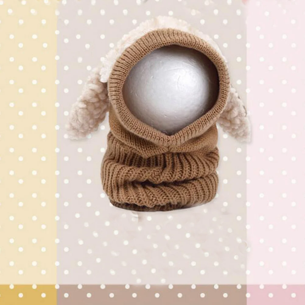 الكاكي الشتاء جرو تصميم دافئ محبوك الصوفية Coif هود وشاح قبعة لينة بسط سميكة لطيف #5