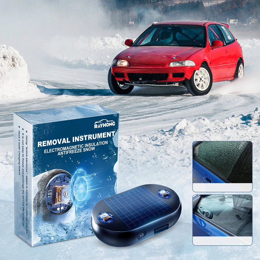 Solar/USB Car Window Glass Anti-ice Snow Remover Active Electrons Winter Deicing Device Molecular Interference Snow Remover