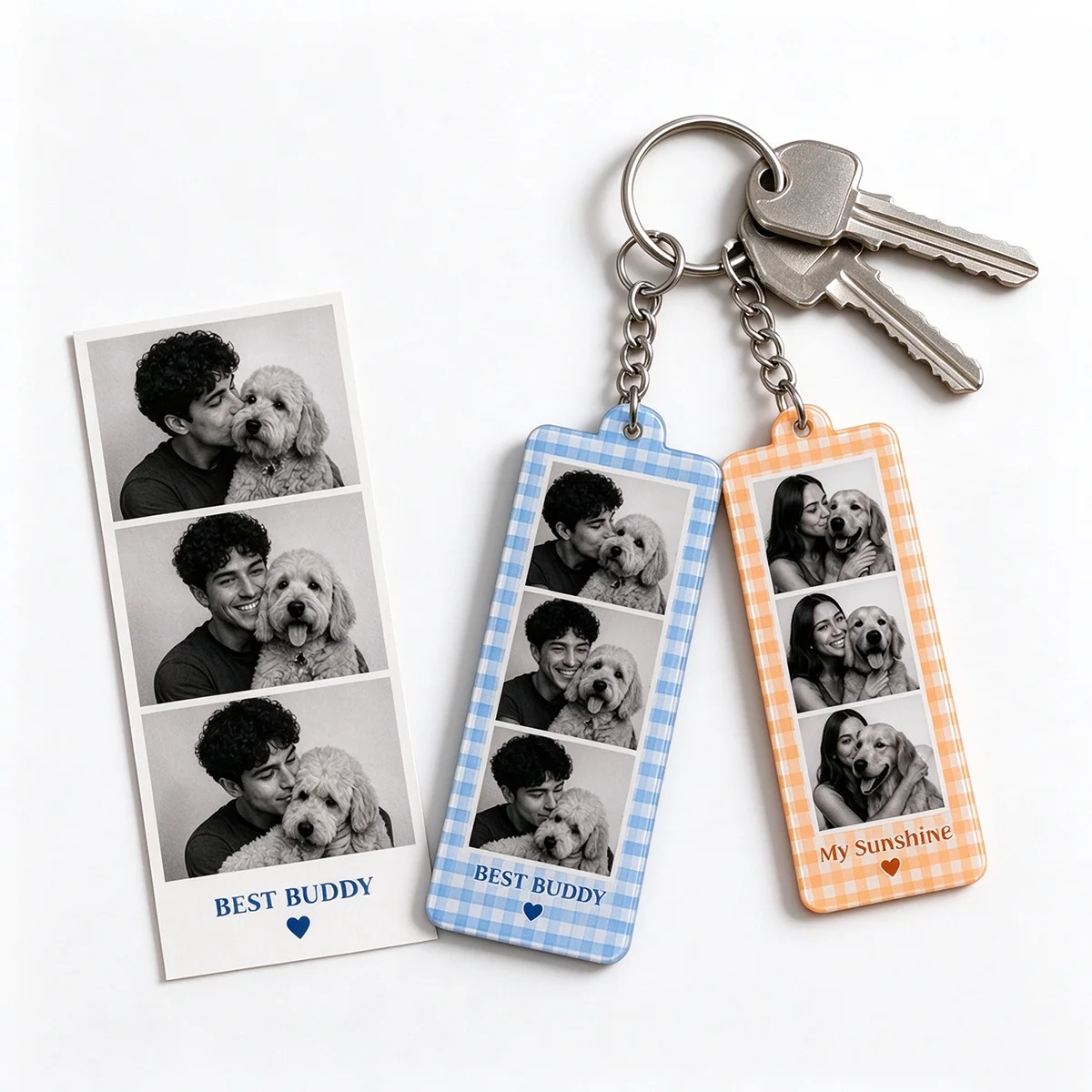 Personalized photo frame keychain, customized college photo portrait keychain, bar photo frame couple photo keychain, pet lovers