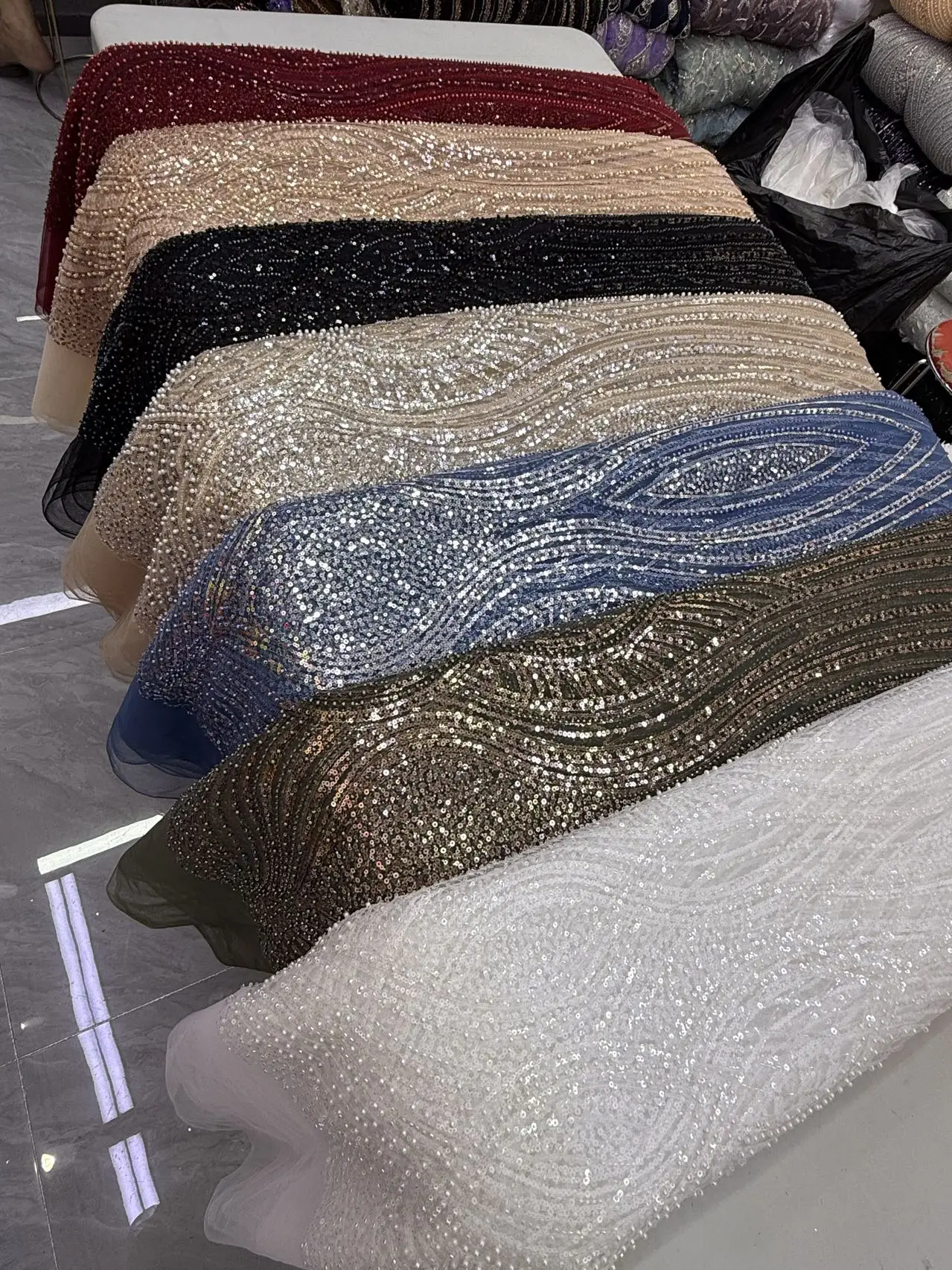 

Africa Nigerian Beaded French Mesh Lace With Sequins High Quality 2025 Embroidery Lace Sequins Lace For Wedding Dresses Women