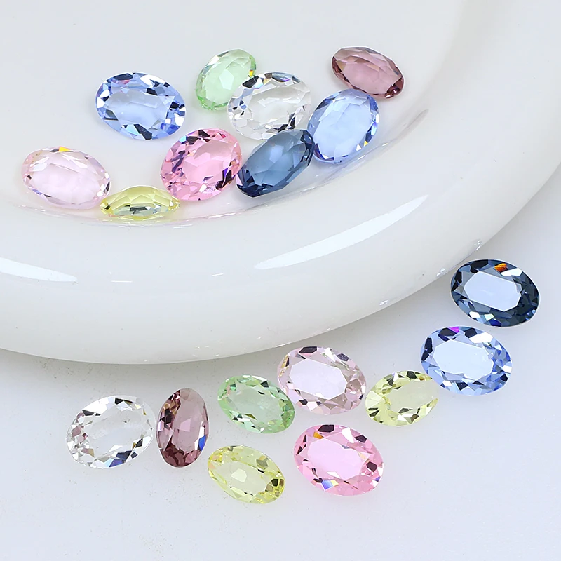 Oval Shape Transparency Clear K9 Crystal Rhinestone Glitter Glass Stone Pointback Stone Fnacy Stone For Jewelry Making Nail Art