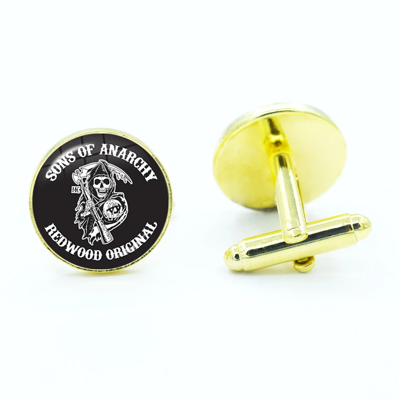 Son of Anarchy Cufflinks High Quality Glass Dome Cabochon Shirt Cufflinks for Mens Fashion Jewelry Gift