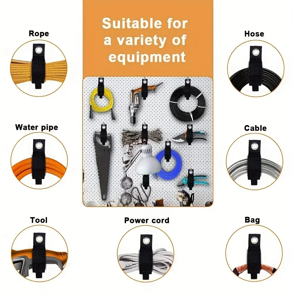 Heavy-Duty Storage Straps Reusable Nylon Extension Cord Organizer Cable Ties Hose Storage Accessory Holder Garage Organization
