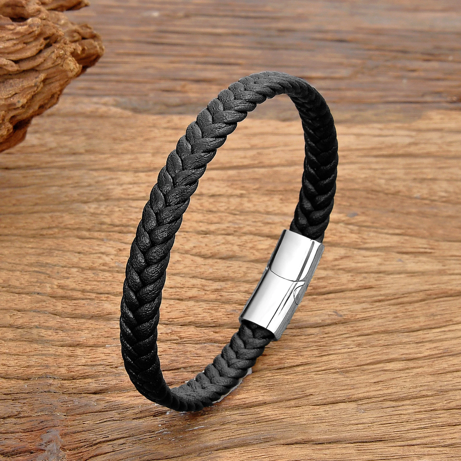Einfaches klassisches Edelstahlarmband für Damen und Herren, echtes geflochtenes Lederarmband, besondere Geburtstagsfeier, Paarschmuck, Geschenk
