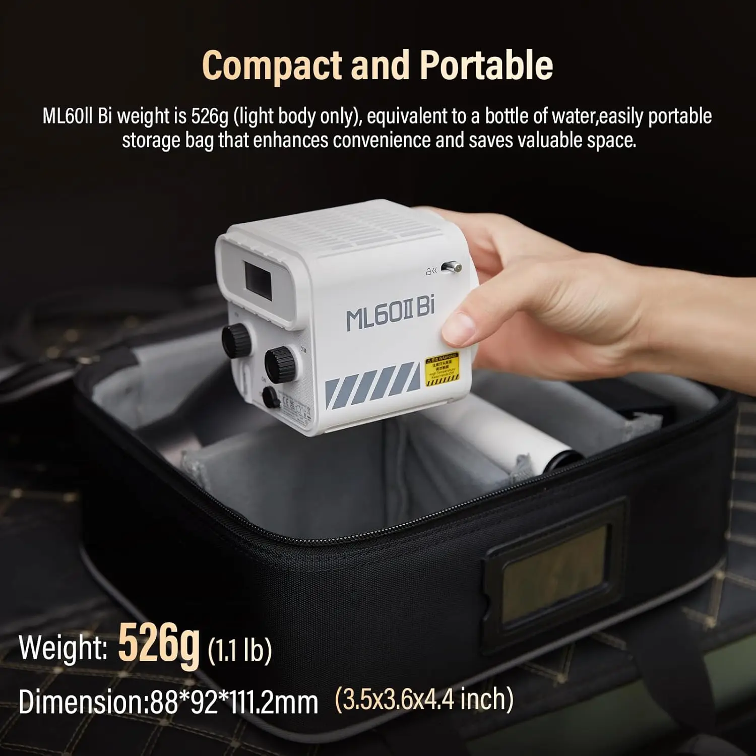 Godox ML60II Bi LED Video Light with Bowens Mount Bluetooth Control 70W 2800K to 6500K for Photography CRI 96 TLCI 97