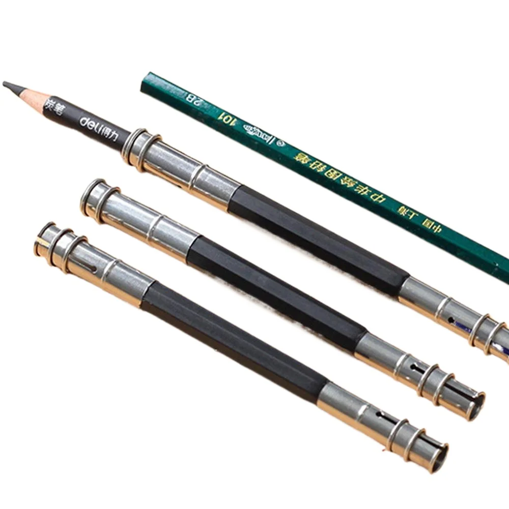 3Pcs Pencil Clip Metal Pencil Extender Stainless Steel Pencil Connector Double End Pencil Extender Pencil Sleeve