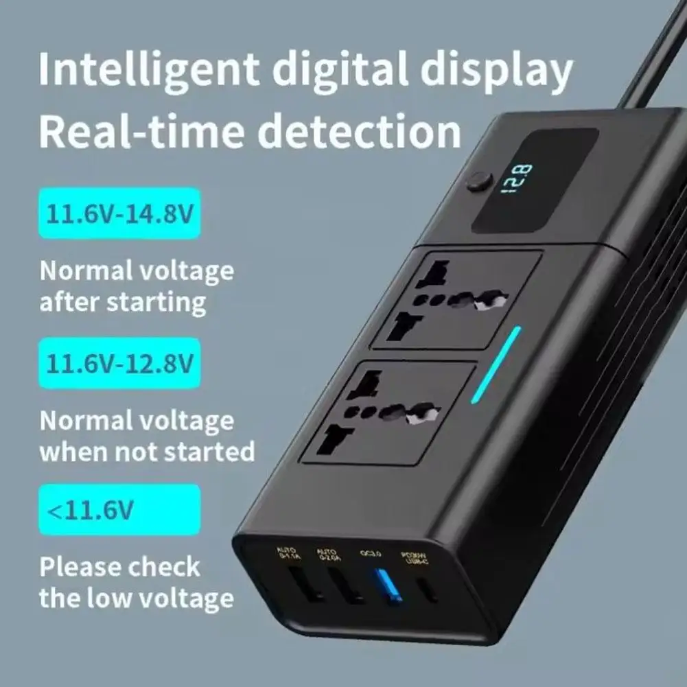 سيارة 220 فولت العاكس 12 إلى 220 الجهد محول طاقة 200 واط ل 12 فولت المركبات ولاعة السجائر محول الطاقة مقبس عالمي T6P1 #2