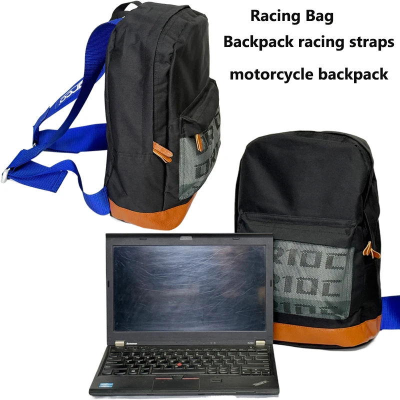 

Новый гоночный рюкзак JDM, универсальный автомобильный рюкзак с ремнем безопасности, кожаная парусиновая тканевая мотоциклетная сумка, черный рюкзак для компьютера, сумка