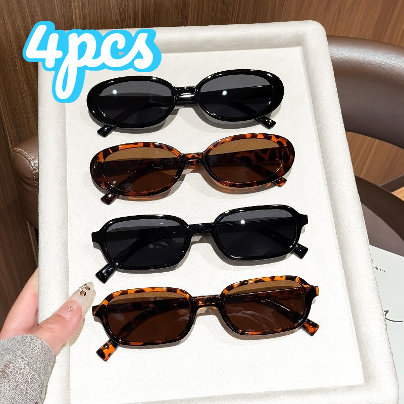 4‑Pack Leopard‑Print Oval Costume Glasses, Ideal for Festival Gatherings, Christmas Halloween Presents for Loved Ones