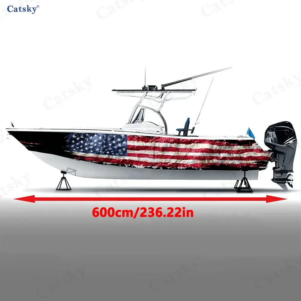 2Pcs Boat Stickers, PVC Waterproof Durable Vinyl Wrap Decals for Fishing Boats, Durable and Stylish Design