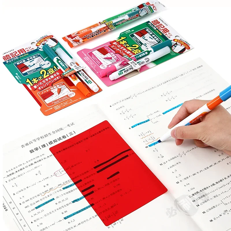 KOKUYO Check Le Memorize Highlighter Pen Set Dual Tip Fine Oblique Learning Memory Pen Fosforlu Kalem Destacador Markers
