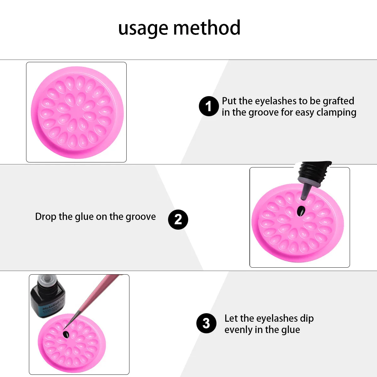 Bandeja para pestañas postizas con forma de flor de Pvc, herramienta de injerto ligera, impermeable, reutilizable, para extensión de pestañas, maquillaje duradero, 100 Uds.