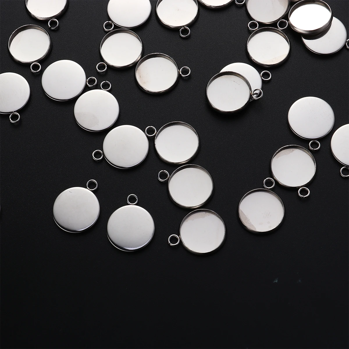 

50 Pcs Necklace Stainless Steel Bottom Bracket Silver Tray Accessories for Making