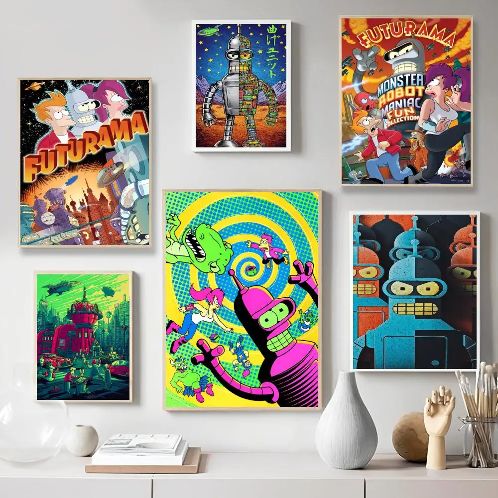 Cartoon F-Futurama Poster arredamento per la casa decorazione Highend carta Kraft Poster pittura murale studio casa soggiorno decorazione