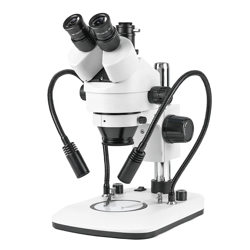 

Professional ZM0745T-D9 0.7X-4.5X Greenough Optics Zoom Trinocular Stereo Microscope With Gooseneck LED Light