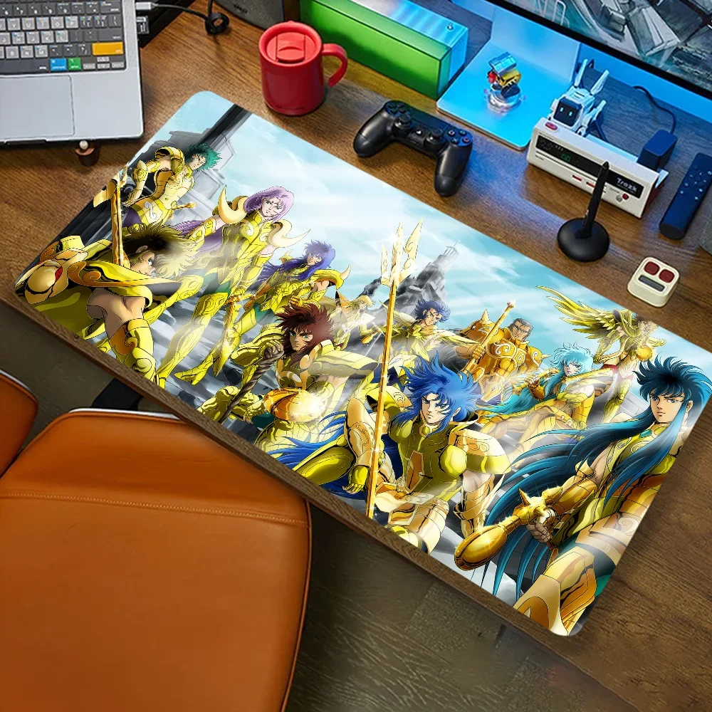 K-Ritter des Anime Z-Zodiac Mauspad, Computer, Büro, Spiel, Tischsets, XXL, Gummi, rutschfeste Gaming-Tastatur, lange Schreibtischunterlagen