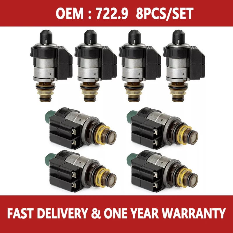 

2202771098 2202770198 2202770898 8Pcs/set 722.9 Transmission Solenoids Set Fit for Mercedes Benz 7 Speed Automatic Gearbox Parts