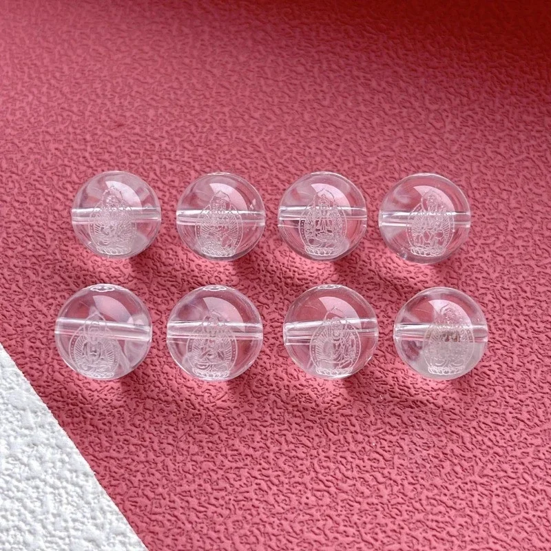 White crystal zodiac patron saint round bead