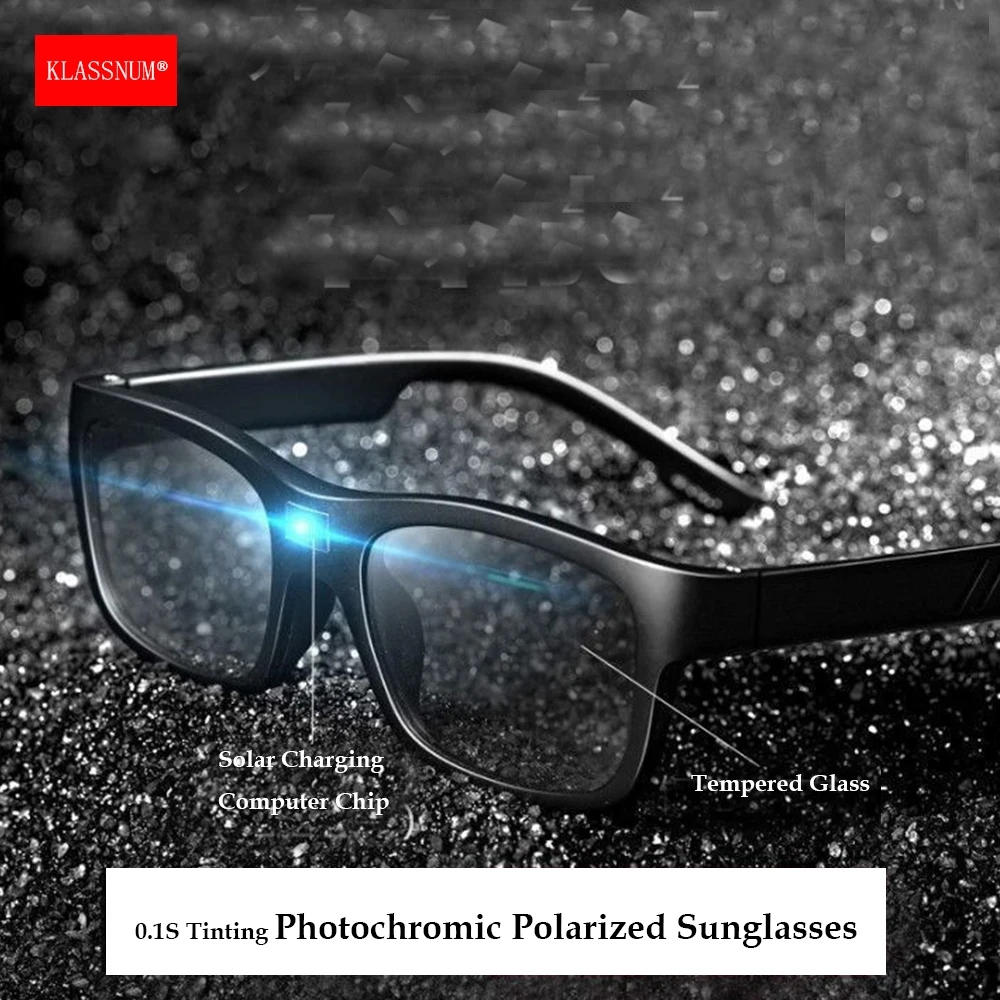KLASSNUM  0.1s Tinting Photochromic Polarized Sunglasses Men Women Anti Glare UV400 Lens Eyepiece for Driving Fishing 2026 New