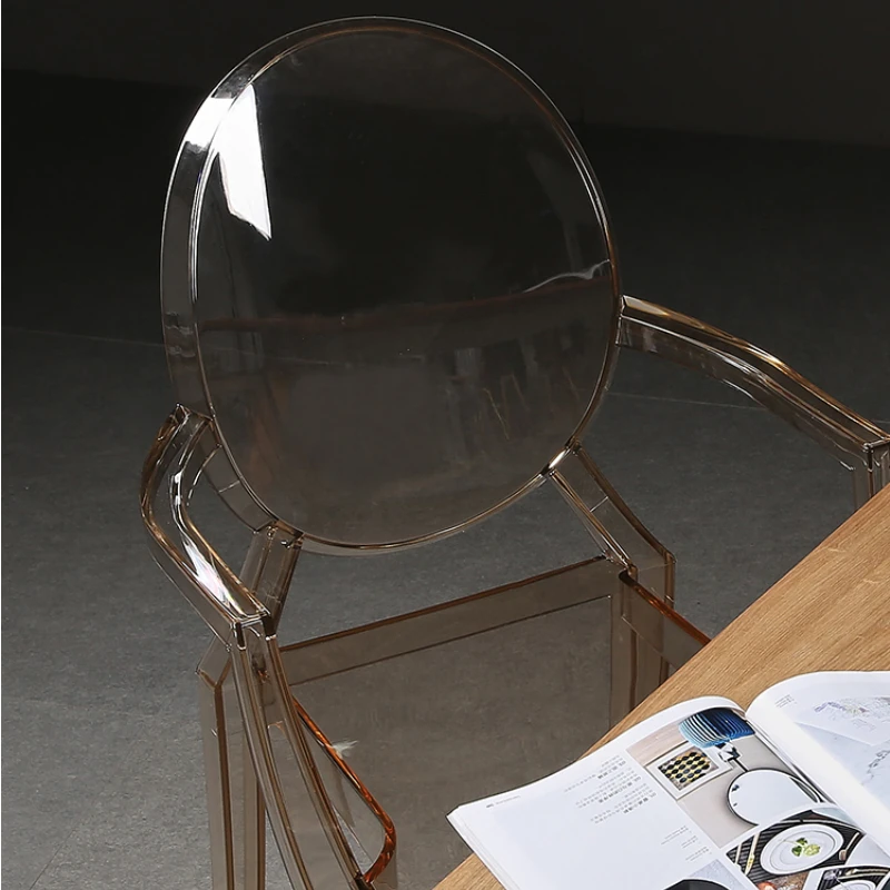 Transparent Chair Acrylic Plastic Stool Subnet Red Photo Stool Ghost Chair Backrest Simple Restaurant Dining Chair Crystal Chair