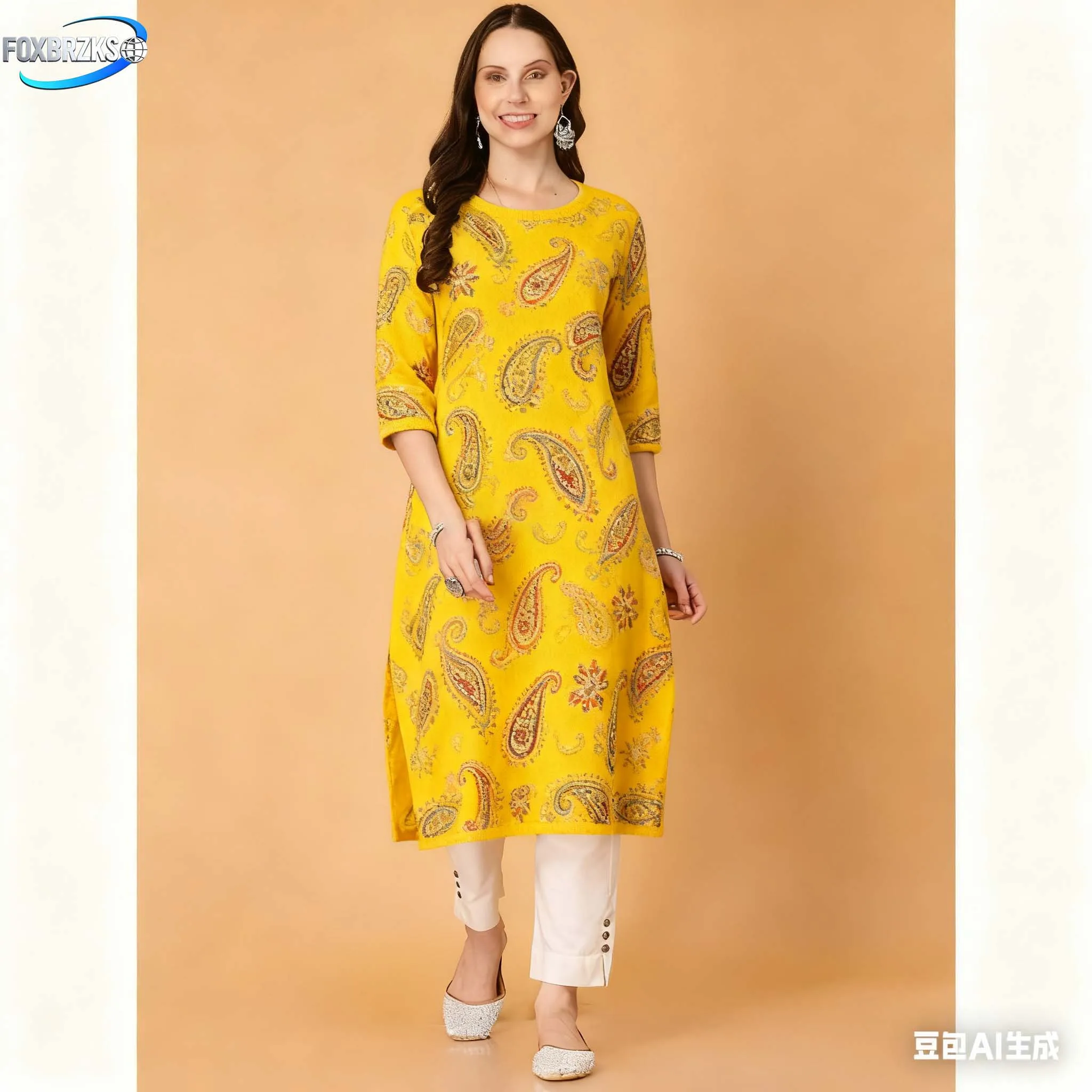 كورت كورت نسائي مسلم عصري ومريح مع زهور أنبوب مستقيم ونمط وطني Abito Donna Musulmana #4