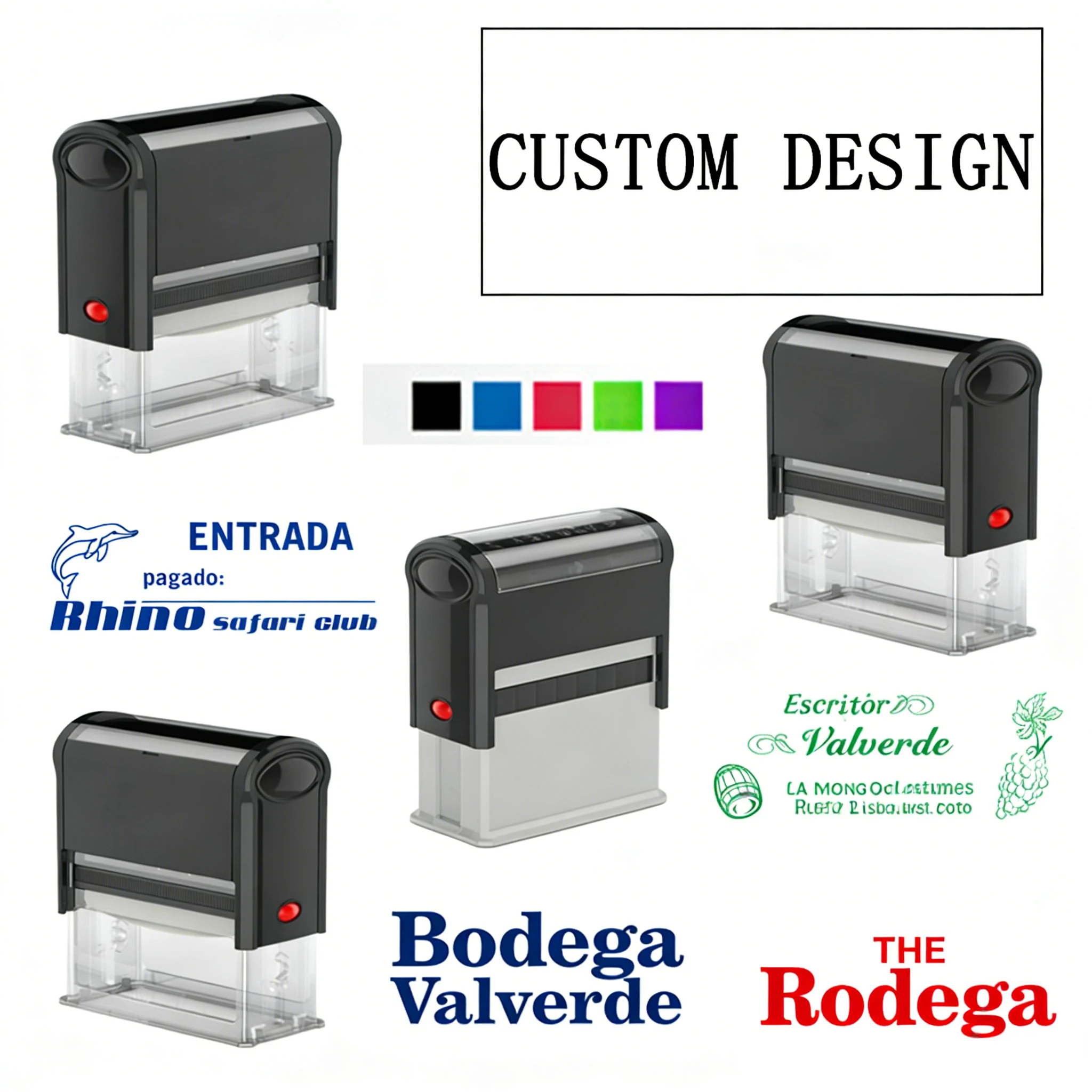 5 Farben Individueller Selbstfärbender Stempel Rechteckiges Logo-Muster Personalisierter Druckstempel mit Selbstfärbung Individueller Textstempel für DIY-Karten