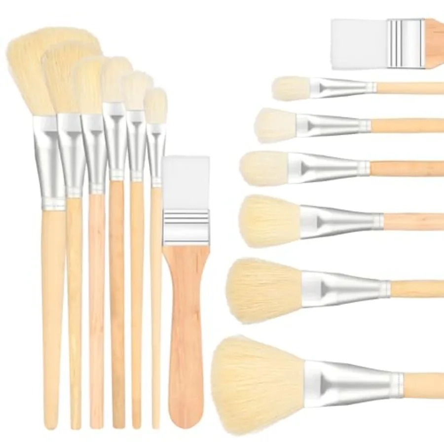 

Mop Brush for Acrylic Painting, 7 Pieces Versatile Blending Brush Paint Brushes for Acrylic Painting Goat Hair Paint Brush Set