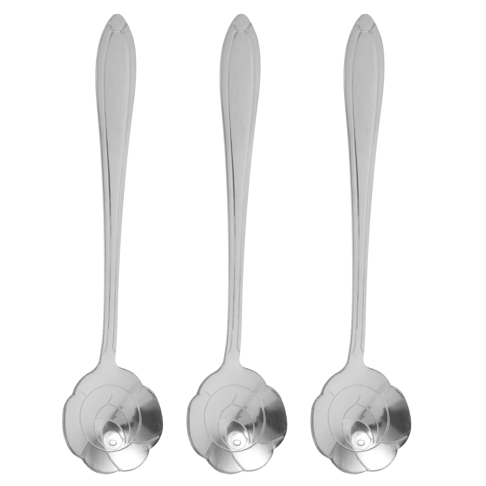 

3 Pcs Golden Rose Design Spoons Stainless Tea Honey Spoon Dessert Accessories Portable Lightweight Gifts