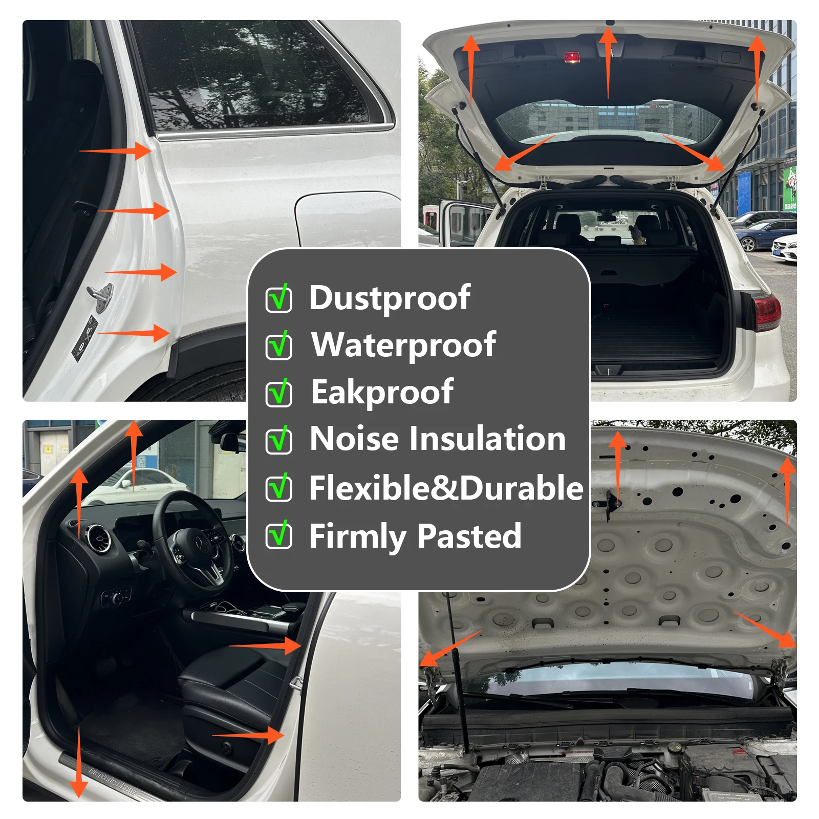 L-type Double Layer Car Door Seal Strip Rubber Noise Insulation Soundproofing Weatherstrip Protector Trunk Hood Edge Sticker